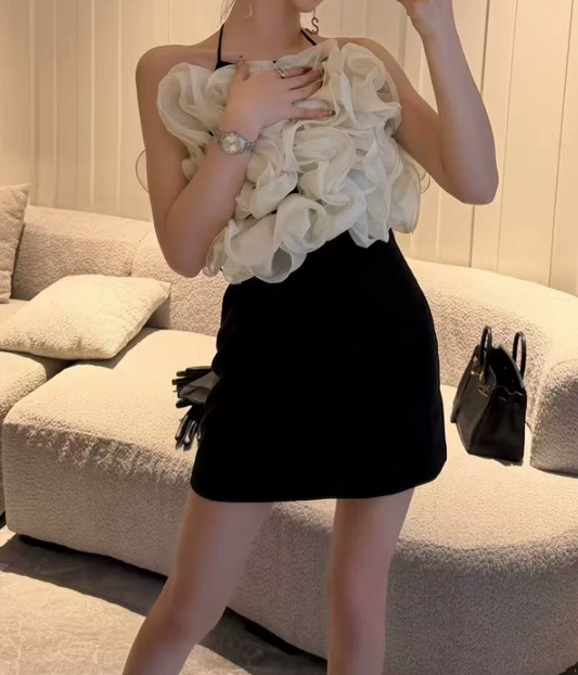Mini robe de soirée en satin, sans bretelles, sans manches, ligne a, simple, C899