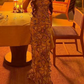 Vintage Strapless Slit Prom Dress Butterflies Sheath Evening Dress C9435