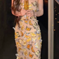 Vintage Strapless Slit Prom Dress Butterflies Sheath Evening Dress C9435