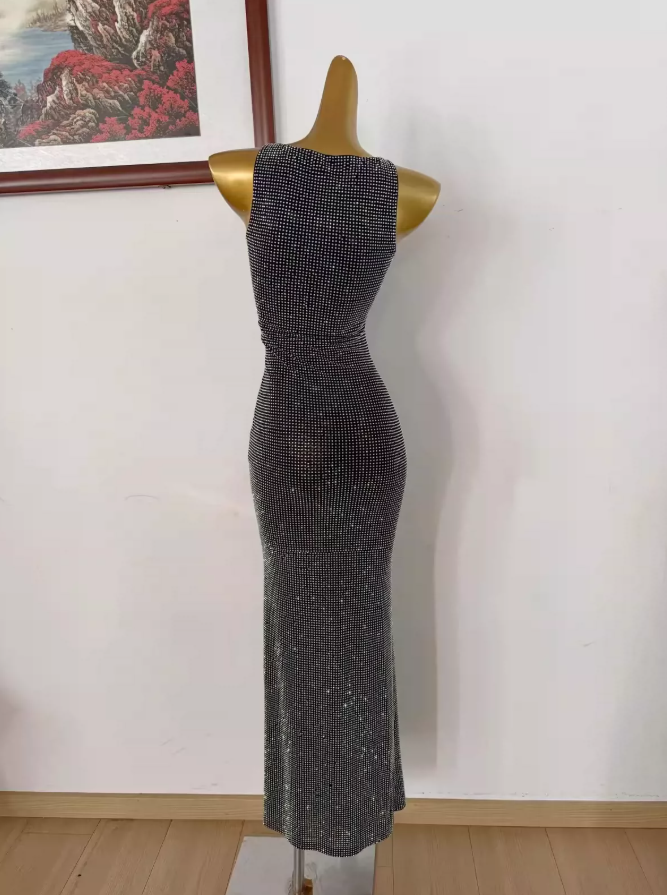 Gorgeous Spaghetti Straps Prom Dress Sequins Sheath Evening Dress C9436