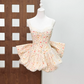 Sweet Spaghetti Strap Homecoming Dress Bow Floral A-Line Party Dress C9438