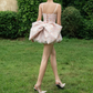 Sweet Spaghetti Strap Homecoming Dress Bow Floral A-Line Party Dress C9438