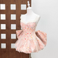 Sweet Spaghetti Strap Homecoming Dress Bow Floral A-Line Party Dress C9438