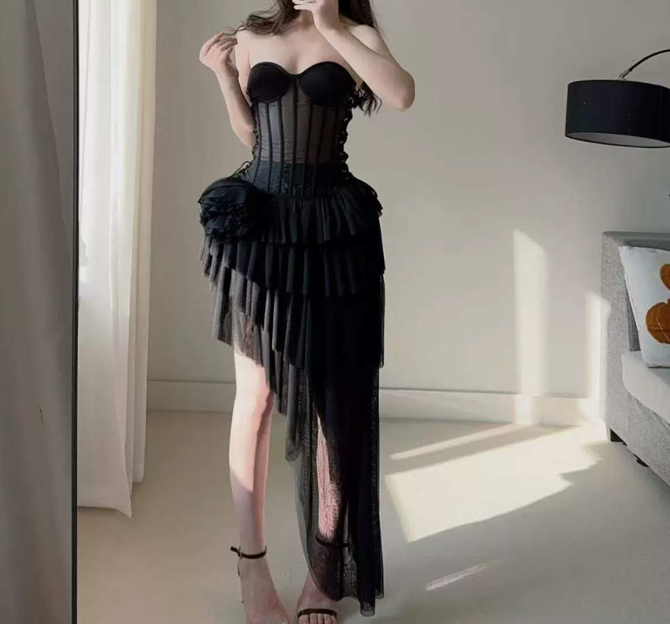 Mini robe de soirée en satin, sans bretelles, sans manches, ligne a, simple, C899