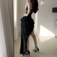 Mini robe de soirée en satin, sans bretelles, sans manches, ligne a, simple, C899