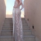 Luxurious Halter Neck Silver Prom Dress Sequins Sheath Evening Dress C9440