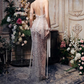 Luxurious Halter Neck Silver Prom Dress Sequins Sheath Evening Dress C9440
