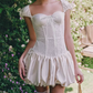 Adorable Square Neck White Homecoming Dress Lace A-Line Party Dress C9442