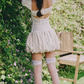 Adorable Square Neck White Homecoming Dress Lace A-Line Party Dress C9442