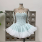 Cute Strapless Floral Homecoming Dress Tulle A-Line Party Dress C9443