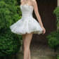 Cute Strapless Floral Homecoming Dress Tulle A-Line Party Dress C9443