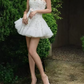 Cute Strapless Floral Homecoming Dress Tulle A-Line Party Dress C9443
