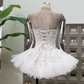Cute Strapless Floral Homecoming Dress Tulle A-Line Party Dress C9443
