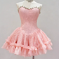 Classical Strapless Floral Homecoming Dress Lace Tulle A-Line Party Dress C9445