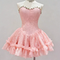Classical Strapless Floral Homecoming Dress Lace Tulle A-Line Party Dress C9445