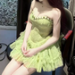 Classical Strapless Floral Homecoming Dress Lace Tulle A-Line Party Dress C9445