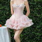 Classical Strapless Floral Homecoming Dress Lace Tulle A-Line Party Dress C9445