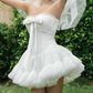 Trendy Strapless Bow Homecoming Dress Lace Tulle A-Line Party Dress C9446