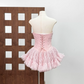 Trendy Strapless Bow Homecoming Dress Lace Tulle A-Line Party Dress C9446