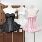 Trendy Strapless Bow Homecoming Dress Lace Tulle A-Line Party Dress C9446
