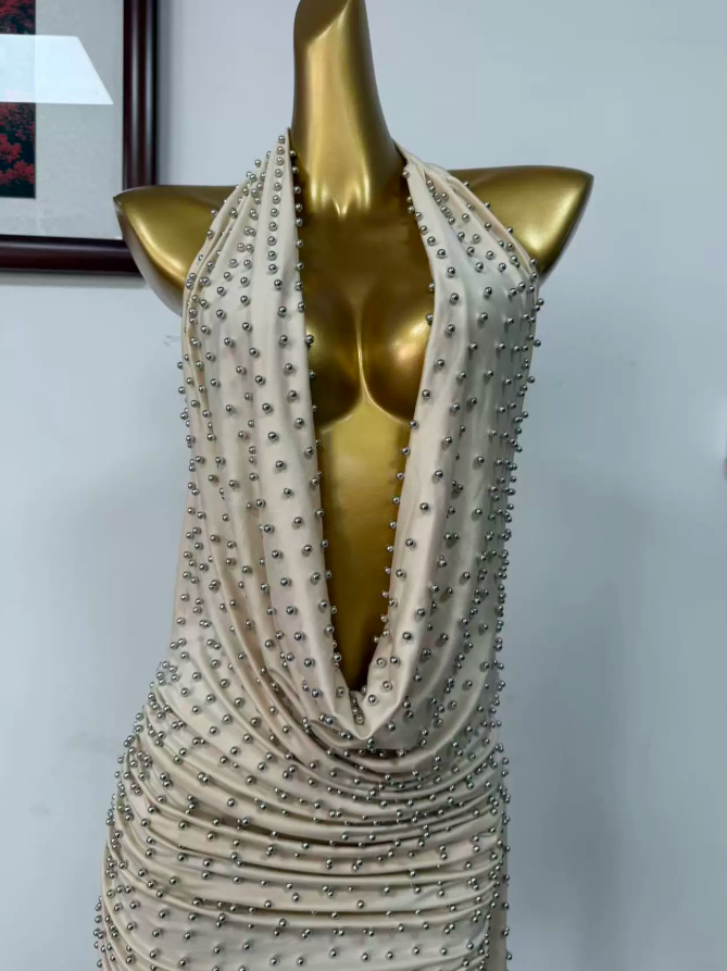 Sexy Draped Collar Homecoming Dress Beads Sheath Party Dress C9448