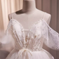Robe de bal modeste, épaules dénudées, en Tulle blanc, tenues d'anniversaire, robe de soirée, C944