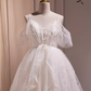 Robe de bal modeste, épaules dénudées, en Tulle blanc, tenues d'anniversaire, robe de soirée, C944