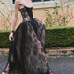 Chic Spaghetti Strap Black Prom Dress Lace Sequins A-Line Evening Dress C9450