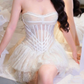 Enchanting Strapless Beige Homecoming Dress Lace A-Line Party Dress C9451