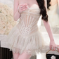 Enchanting Strapless Beige Homecoming Dress Lace A-Line Party Dress C9451