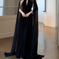 Flowy Halter Neck Prom Dress Black A-Line Evening Dress C9452