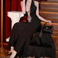 Glam Halter Neck Black Prom Dress Beading Mermaid Evening Dress C9453