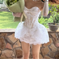 Sleek Strapless White Homecoming Dress Lace A-Line Party Dress C9455