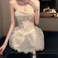 Sleek Strapless White Homecoming Dress Lace A-Line Party Dress C9455