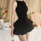 Trendy Boat Collar Homecoming Dress Velvet Tiered A-Line Party Dress C9456