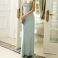 Charming Spaghetti Strap Prom Dress Beading Satin Sheath Evening Dress C9457