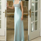 Charming Spaghetti Strap Prom Dress Beading Satin Sheath Evening Dress C9457