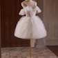 Modest Ball Gown Off The Shoulder White Tulle Birthday Outfits Homecoming Dress C945