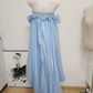 Playful Off-Shoulder Ruffles Prom Dress Lace Satin A-Line Evening Dress C9461