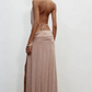 Glittering Halter Neck Slit Prom Dress Sequins Draped A-Line Evening Dress C9462