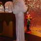 Sparkling Asymmetrical Collar Prom Dress Long Sleeve Sequins Mermaid Evening Dress C9463