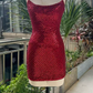 Chic Spaghetti Straps Homecoming Dress Sequins Beads Sheath Party Dress C9466
