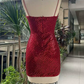 Chic Spaghetti Straps Homecoming Dress Sequins Beads Sheath Party Dress C9466