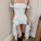 Cute Halter Neck Homecoming Dress Ruffles Tiered A-Line Party Dress C9469