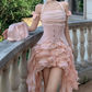 Cute Halter Neck Homecoming Dress Ruffles Tiered A-Line Party Dress C9469