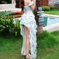Cute Halter Neck Homecoming Dress Ruffles Tiered A-Line Party Dress C9469