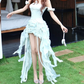 Cute Halter Neck Homecoming Dress Ruffles Tiered A-Line Party Dress C9469