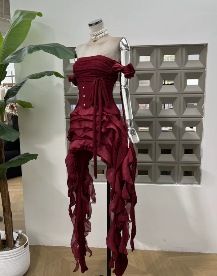 Romantic Halter Neck Homecoming Dress Ruffles Tiered A-Line Party Dress C9470
