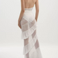 Graceful Halter Neck White Prom Dress Tiered Mermaid Evening Dress C9471