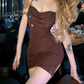 Sexy Spaghetti Straps Homecoming Dress Sequins Slit Sheath Party Dress C9472